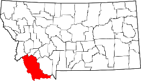Map of Montana with Beaverhead County highlighted