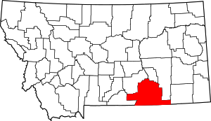 Map of Montana with Big Horn County highlighted