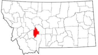 Broadwater County highlighted on Montana map