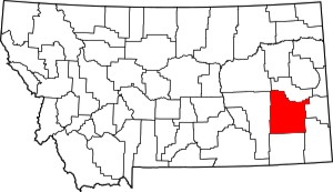 Custer County highlighted on Montana map