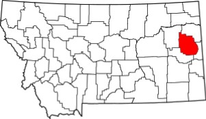 Dawson County highlighted on Montana map