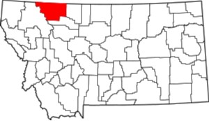 Glacier County highlighted on Montana map