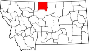 Hill County highlighted on Montana map