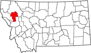 Lake County highlighted on Montana map