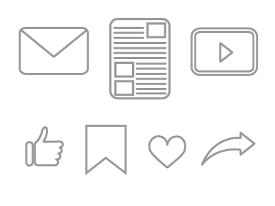set of icons depicting social media and sharing options
